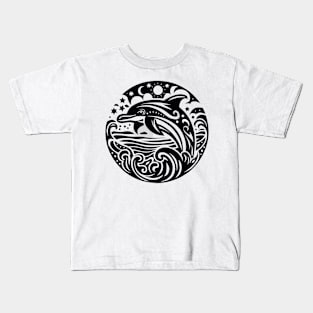 Majestic Ocean Waves Dolphin Leap Silhouette Kids T-Shirt